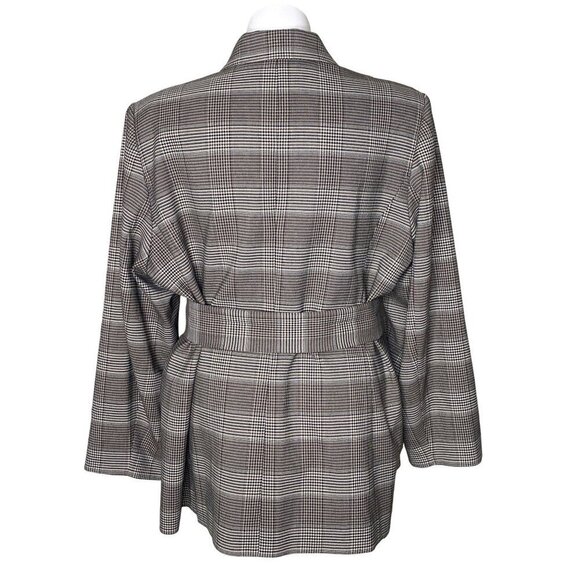 Calvin Klein Black White Houndstooth Belted Jacket Long Sleeves Women's Size 24W - Picture 4 of 9